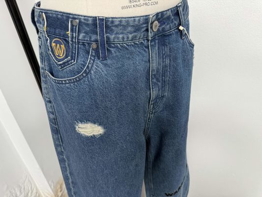 Phong thêu chính xác cao nguyên bản đáy denim cho một thiết kế nổi bật độc đáo