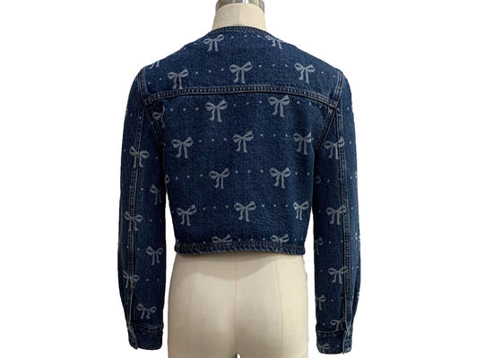 All Over Bow Print Jean Jacket Đồ chơi và nữ tính