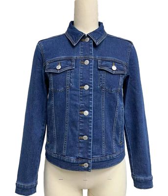 Thiết kế Dark Indigo không có thời gian Classic Fit áo sơ mi Denim nút xuống đóng phía trước