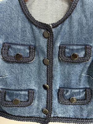 Đồ quần jean giặt Denim Blazer Blazer với một cái nhìn cao cấp kết cấu